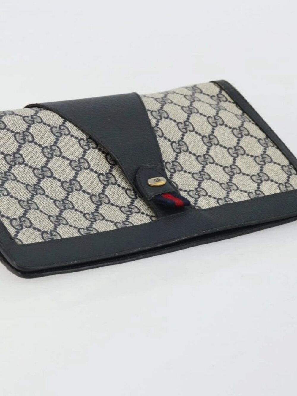 GUCCI GG Supreme Sherry Line Clutch Bag PVC Navy 89 01 033 Auth 175774 - Picture 9 of 16